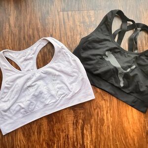 Puma 2pk Black and White Logo Sports Bras